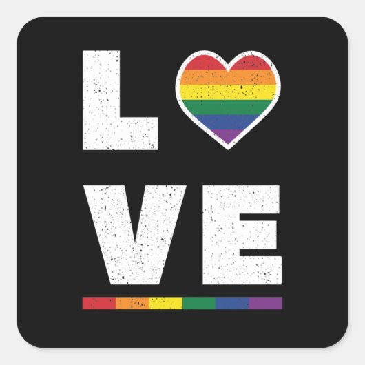 LGBTQ Gay Pride Flag Distress Grunge Love Vierkante Sticker (Voorkant)