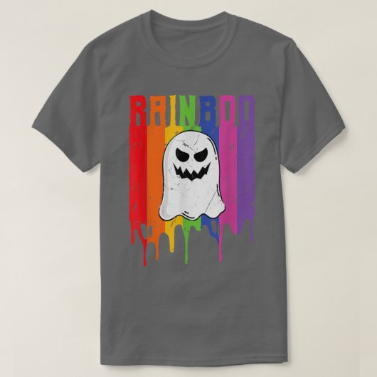LGBTQ Gay Pride Flag Ghost Rainbow Halloween Funny T-shirt (Design voorkant)