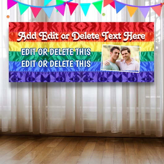 LGBTQ Gay Pride Flag Rainbow Stripes Lesbische Fot Spandoek