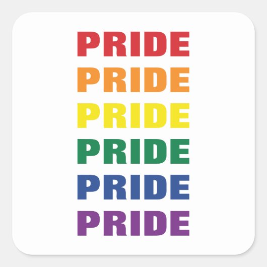 LGBTQ Gay Pride Herhalende Tekst Vierkante Sticker (Voorkant)