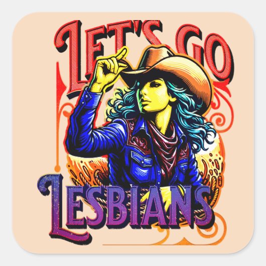 LGBTQ Gay Pride Laten we gaan Lesbiennes Vierkante Sticker (Voorkant)