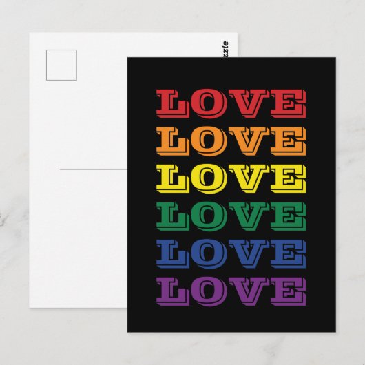 LGBTQ Gay Pride Love  Herhaalde tekst Briefkaart (Voorkant / Achterkant)