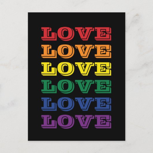 LGBTQ Gay Pride Love  Herhaalde tekst Briefkaart (Voorkant)