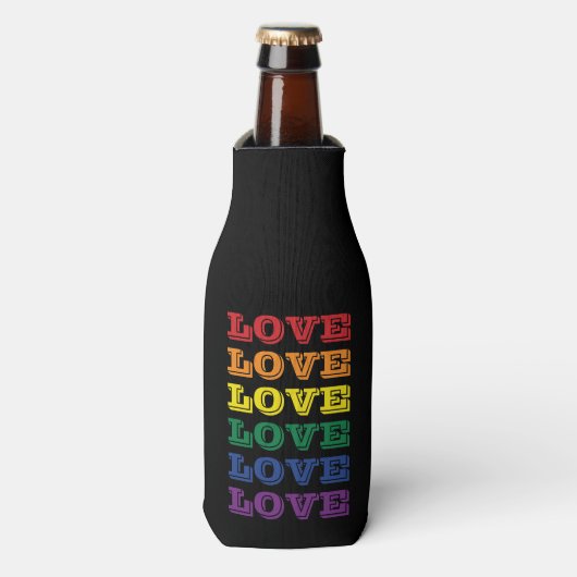 LGBTQ Gay Pride Love  Herhaalde tekst Flesjeskoeler (Fles Voorkant)