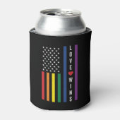 LGBTQ Gay Pride Love Wins USA American Flag Blikjeskoeler (Blikje Voorkant)