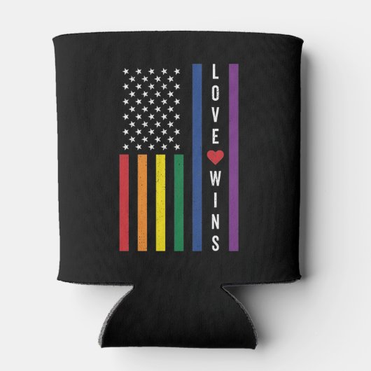 LGBTQ Gay Pride Love Wins USA American Flag Blikjeskoeler (Achterkant)