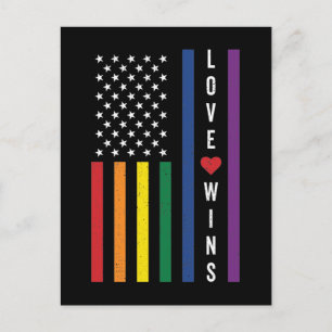 LGBTQ Gay Pride Love Wins USA American Flag Briefkaart