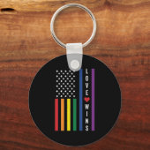 LGBTQ Gay Pride Love Wins USA American Flag Sleutelhanger (Voorkant)