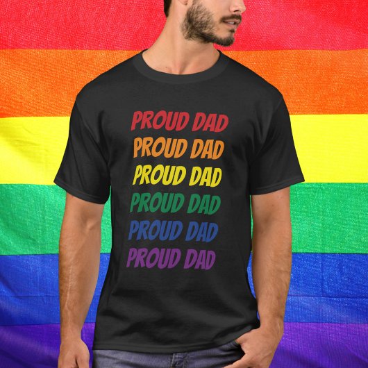 LGBTQ Gay Pride Proud Dad Herhalende tekst T-shirt