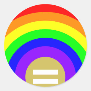 LGBTQ GAY PRIDE RAINBOW COLOREN TIJD VOOR GELIJKHE RONDE STICKER
