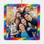 LGBTQ+ Gay Pride Rainbow Flag Aangepaste Foto Lijs Keramisch Ornament (Achterkant)