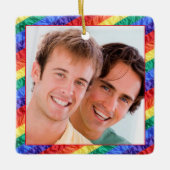 LGBTQ+ Gay Pride Rainbow Flag Aangepaste Foto Lijs Keramisch Ornament (Voorkant)