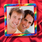 LGBTQ+ Gay Pride Rainbow Flag Aangepaste Foto Lijs Keramisch Ornament