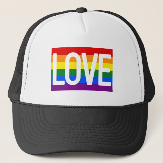 LGBTQ Gay Pride Rainbow Flag Love Trucker Pet (Voorkant)
