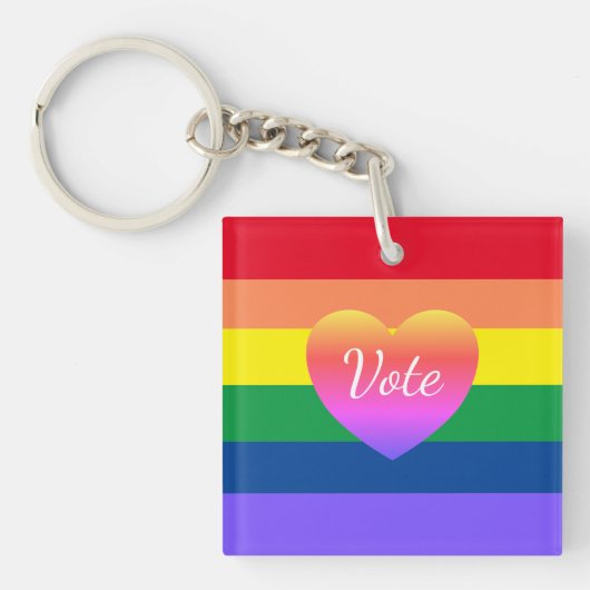 LGBTQ Gay Pride Rainbow Vote 2024 Verkiezingen Sleutelhanger (Voorkant)