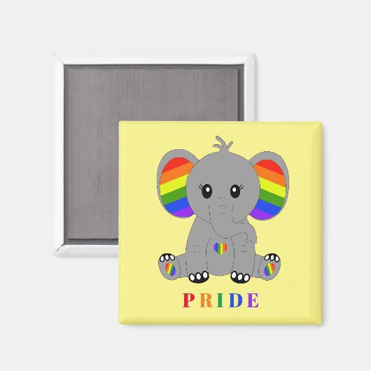 LGBTQ gay pride - schattige olifant met regenboogv Magneet (Voorkant / Achterkant)