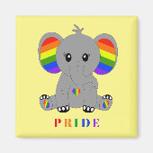 LGBTQ gay pride - schattige olifant met regenboogv Magneet (Voorkant)