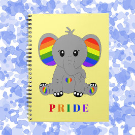 LGBTQ gay pride - schattige olifant met regenboogv Notitieboek