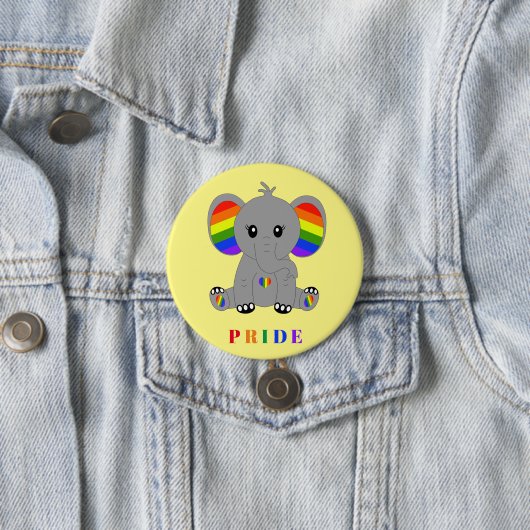 LGBTQ gay pride - schattige olifant met regenboogv Ronde Button 7,6 Cm (In situ)