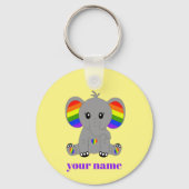 LGBTQ gay pride - schattige olifant met regenboogv Sleutelhanger (Achterkant)
