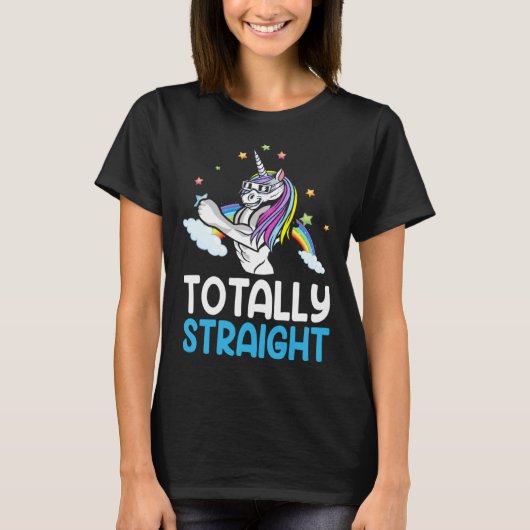 LGBTQ Gay Pride  Totally Straight Unicorn  4 T-shirt (Voorkant)
