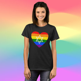 LGBTQ Gay Rainbow Flag Heart Jewish Star van David T-shirt
