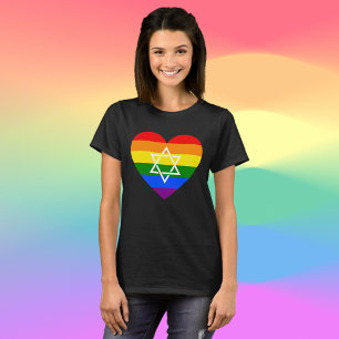 LGBTQ Gay Rainbow Flag Heart Jewish Star van David T-shirt