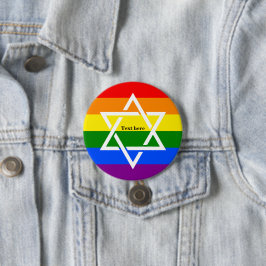 LGBTQ Gay Regenboog Vlag Joodse ster van David Ronde Button 7,6 Cm