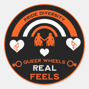 LGBTQ Gay Rolstoel Disability Pride Ronde Sticker