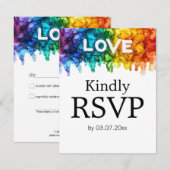 🌈 🐦 LGBTQ geschilderd met liefde bruiloft RSVP Kaartje (Voorkant / Achterkant)