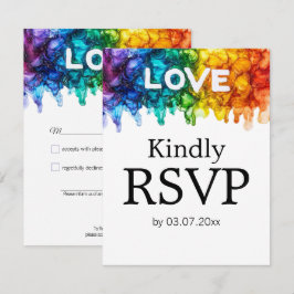 🌈 🐦 LGBTQ geschilderd met liefde bruiloft RSVP Kaartje