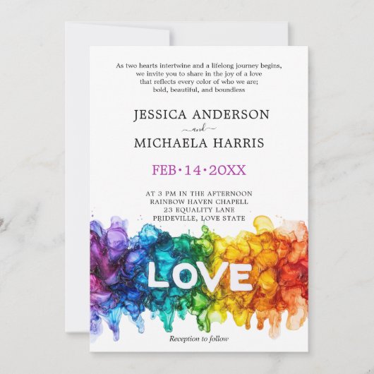 🌈 🐦 LGBTQ Geschilderd Met Liefde trouwkaart Kaart (Voorkant)