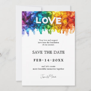 🌈 🐦 LGBTQ Geschilderd Met Liefde trouwkaart Save The Date