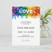 🌈 🐦 LGBTQ Geschilderd Met Liefde trouwkaart Save The Date (Staand voorkant)