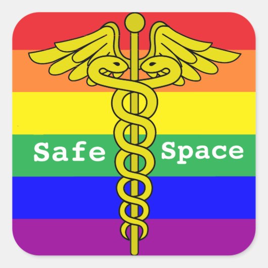 LGBTQ Gezondheidszorg Veilige Ruimte Vierkante Sticker (Voorkant)