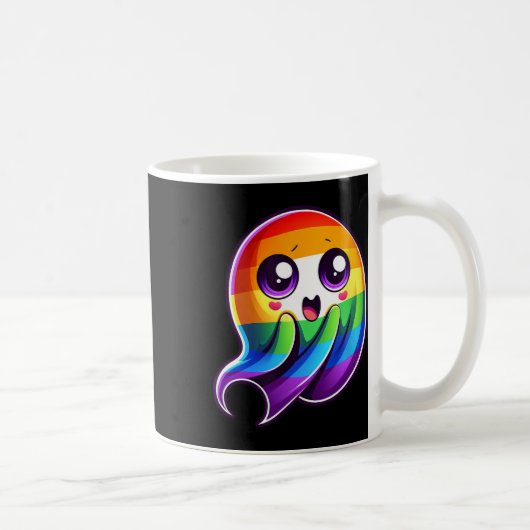 LGBTQ Ghost Rainbow Gay Pride Grappig Koffiemok (Rechts)