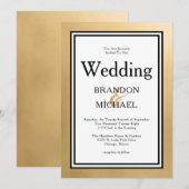 LGBTQ Gold Black formele huwelijksuitnodiging Kaart (Voorkant / Achterkant)