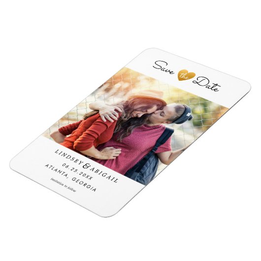 LGBTQ Gold Heart Sparen de Datum met Foto Magneet (Linkerzijde)