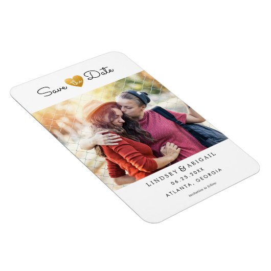 LGBTQ Gold Heart Sparen de Datum met Foto Magneet (Rechterzijde)