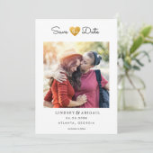 LGBTQ Gold Heart Sparen de Datum met Foto Save The Date (Staand voorkant)
