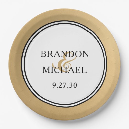 LGBTQ Gold Modern Trouwpapier Bord (Voorkant)