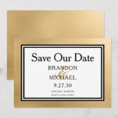 LGBTQ Gold Modern Wedding Sla de datum op Save The Date (Voorkant / Achterkant)