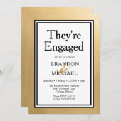 LGBTQ Gold Modern Ze zijn verloofde uitnodiging (Voorkant / Achterkant)