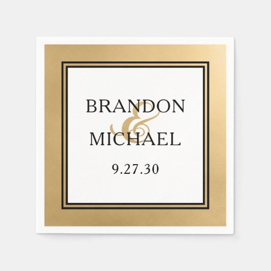 LGBTQ Gouden Moderne Trouwservetten Servet (Voorkant)