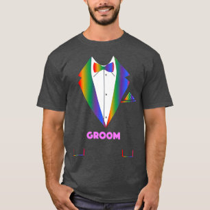 LGBTQ Groom Tuxedo Rainbow Gay Pride Lesbian T-shirt