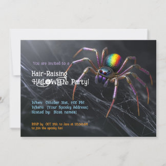LGBTQ+ Haar-raising Halloween Spinnenfeest Uitnodi Kaart