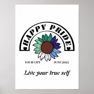 LGBTQ Happy Pride: Zonnebloem in de Kleur van de V Poster