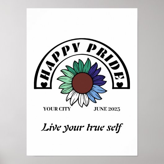 LGBTQ Happy Pride: Zonnebloem in de Kleur van de V Poster (Voorkant)