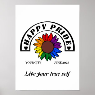 LGBTQ Happy Pride: Zonnebloem in regenboogkleuren Poster