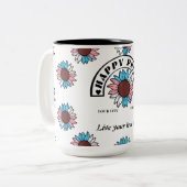 LGBTQ Happy Pride: Zonnebloem in transgenderkleure Tweekleurige Koffiemok (Voorkant links)